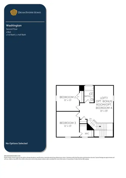2D floor plan layout for the Washington by Coventry Homes in Castlewood, Taylor, TX (Image 4).
