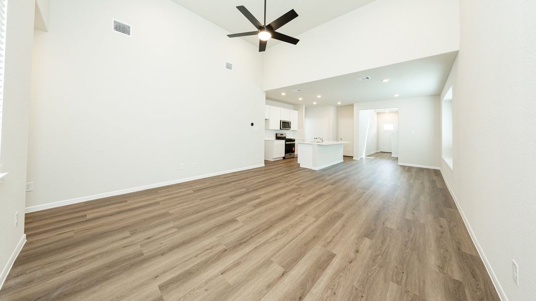 Family Room to Kitchen and Dining Area