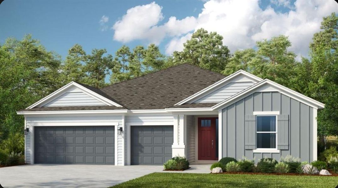 Front exterior of a new home in Colbert Landings, Palm Coast, FL, highlighting curb appeal (Image 1). Front exterior of a new home in Colbert Landings, Palm Coast, FL, highlighting curb appeal (Image 1).