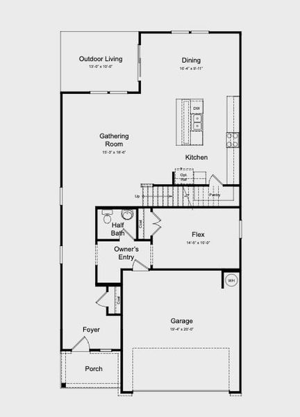 2D floor plan layout for the Quincy by Taylor Morrison in Eagle Trace, Wendell, NC (Image 4).