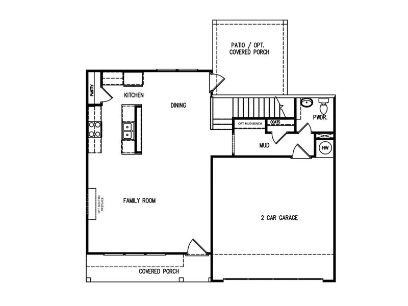 2D floor plan layout for the The Melrose II by My Home Communities in Red Bird Manor, Jefferson, GA (Image 3).