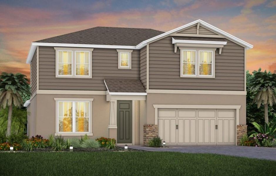 Front exterior of a new home in Tohoqua, Kissimmee, FL, highlighting curb appeal (Image 1). Front exterior of a new home in Tohoqua, Kissimmee, FL, highlighting curb appeal (Image 1).