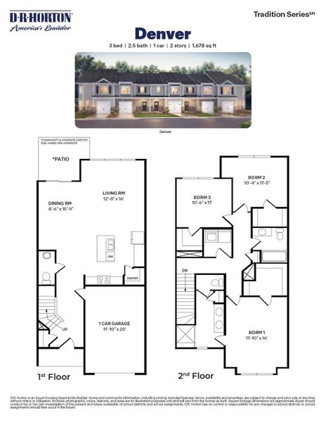 2D floor plan layout of this home in The Grove at Glennview, Kernersville, NC (Image 2).