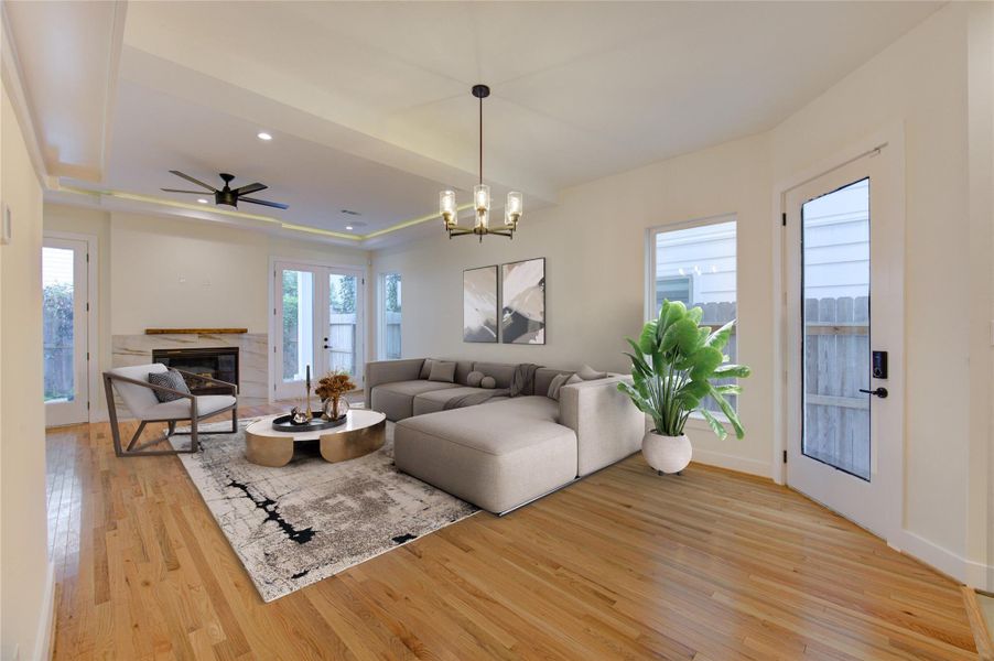 Virtually staged living room