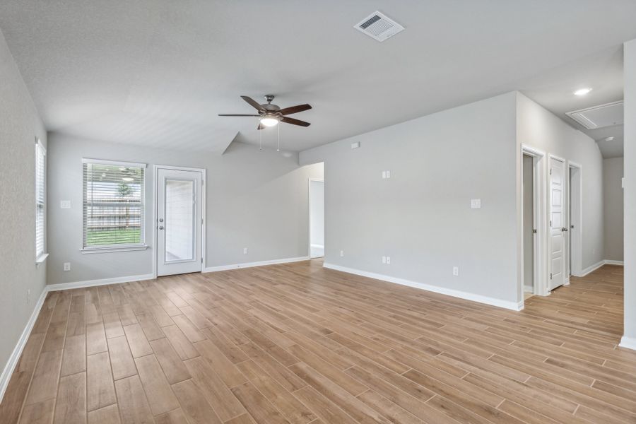 Living room in the Allen floorplan at a Meritage Homes community. Living room in the Allen floorplan at a Meritage Homes community.