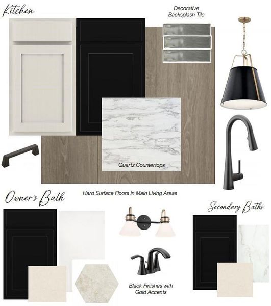 Black accents throughout this home! Interior color scheme