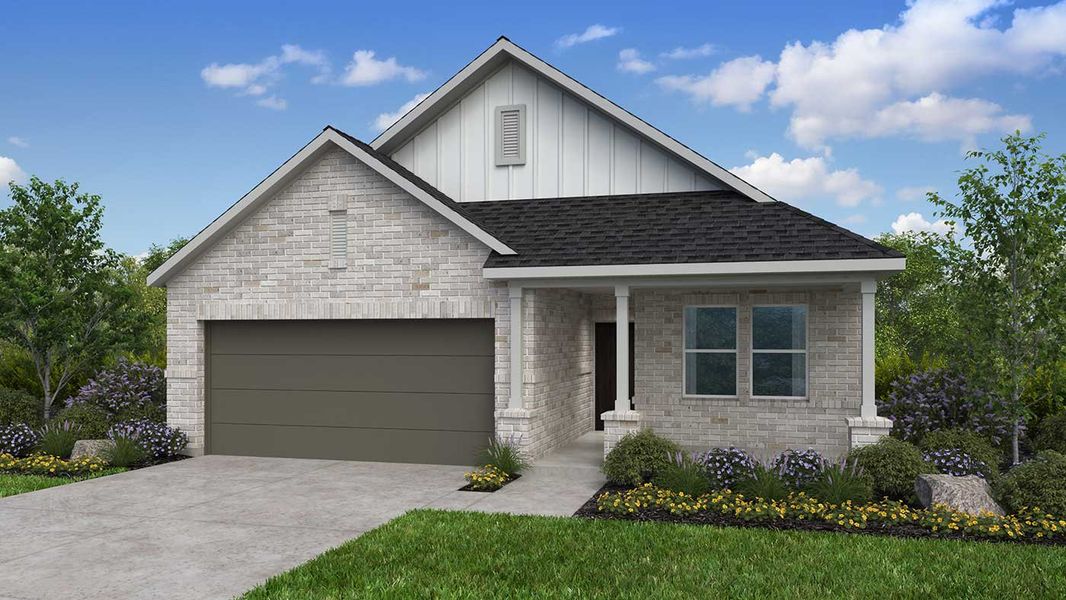 Representative exterior photo of a completed home built from the Dorset by Taylor Morrison in Bridge Creek 45s and 50s, Cypress, TX (Image 3). Representative exterior photo of a completed home built from the Dorset by Taylor Morrison in Bridge Creek 45s and 50s, Cypress, TX (Image 3).