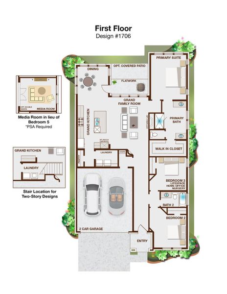2D floor plan layout for the American Home - Executive Platinum by Grand Homes in Edgewater, Fate, TX (Image 3).