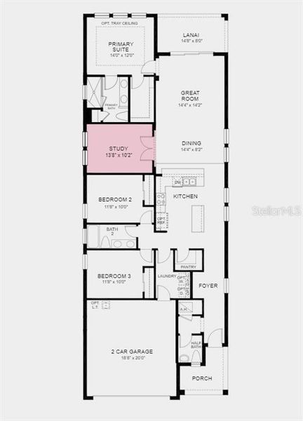 Floor Plan - Structural options added include; study in place of the flex room, and 8' doors