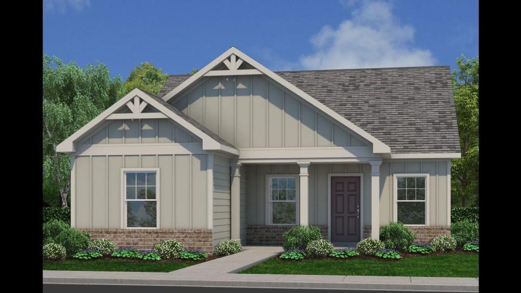Front exterior of a new home in Clemit Harris Place, Newnan, GA, highlighting curb appeal (Image 2).