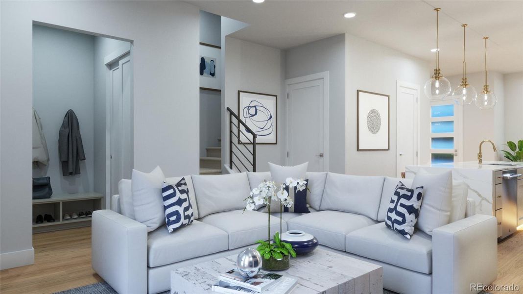 Living room option featuring gas fireplace.Disclaimer: Images are representative of available finishes. Finishes in homes under construction may vary.