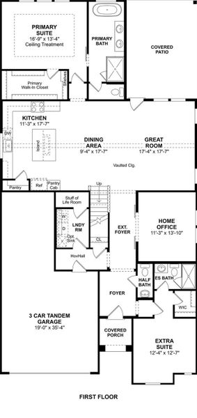 The El Paso floor plan by K. Hovnanian® Homes. 1st Floor shown. *Prices, plans, dimensions, features, specifications, materials, and availability of homes or communities are subject to change without notice or obligation.