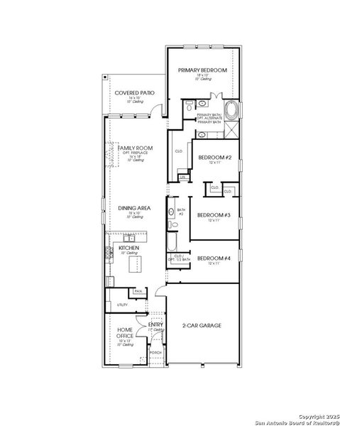2D floor plan layout of this home in Arcadia Ridge 45', San Antonio, TX (Image 2).