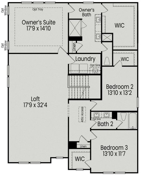 2D floor plan layout of this home in Addison West, Holly Springs, NC (Image 5).