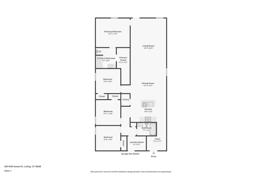 2D floor plan layout of this home in Ladera, Luling, TX (Image 3).