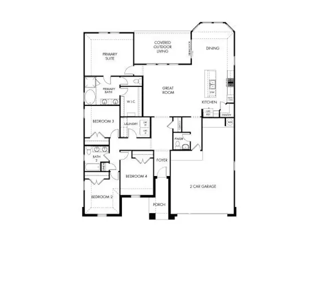2D floor plan layout of this home in Opal Meadows, Kyle, TX (Image 2).