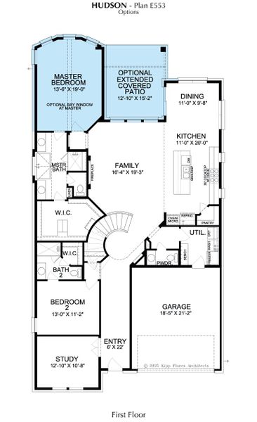 2D floor plan layout for the Hudson by Landon Homes in Fields - East Village, Frisco, TX (Image 6).