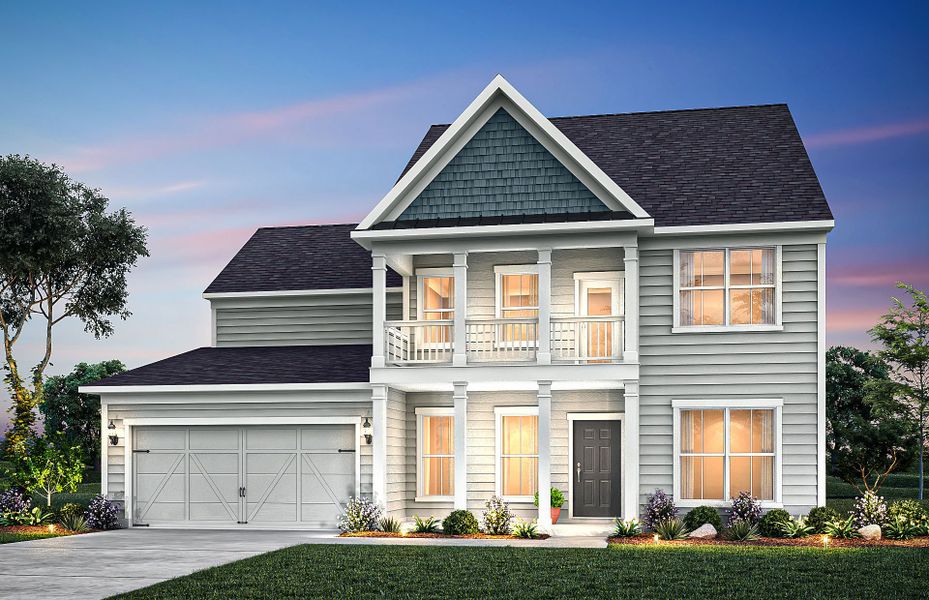 Front exterior of a new home in Creekside at Skelton, Hoschton, GA, highlighting curb appeal (Image 18). Front exterior of a new home in Creekside at Skelton, Hoschton, GA, highlighting curb appeal (Image 18).