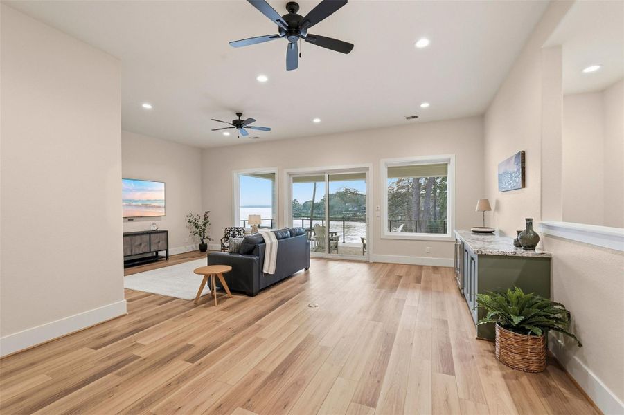 Massive Game Room Leading to Upstairs Balcony with Great Lake Views!