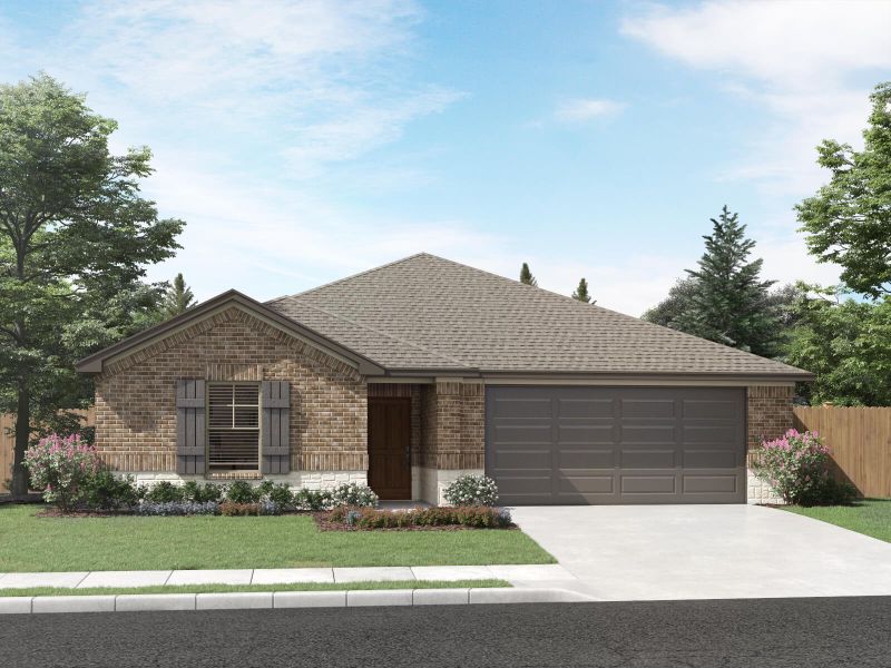 Front exterior of a new home in Legendary Trails - Classic Series, Cibolo, TX, highlighting curb appeal (Image 13).