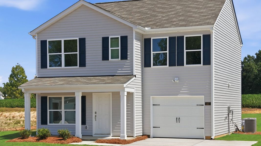 Front exterior of a new home in Hobbs Farm, Ayden, NC, highlighting curb appeal (Image 16).
