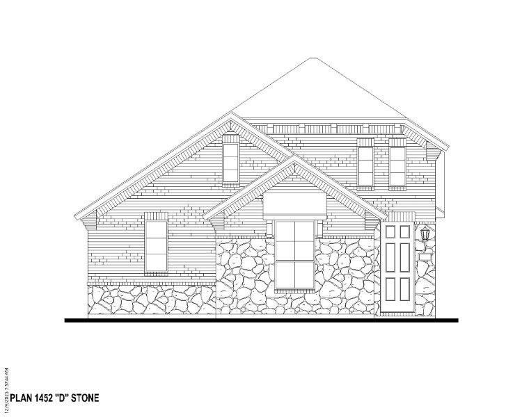 Plan 1452 Elevation D w/ Stone Plan 1452 Elevation D w/ Stone
