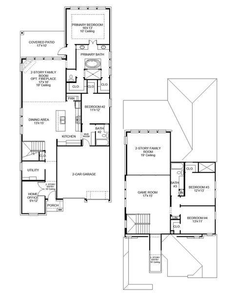 2D floor plan layout of this home in Santa Rita Ranch Tierra Rosa, Liberty Hill, TX (Image 2).