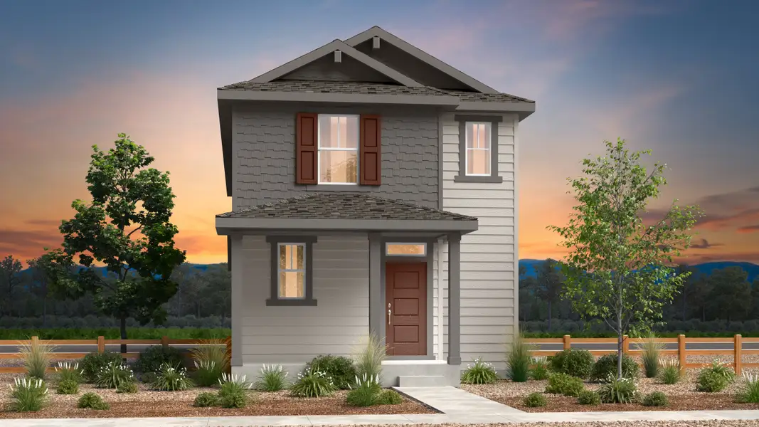 Front exterior of a new home in Farmlore, Brighton, CO, highlighting curb appeal (Image 1). Front exterior of a new home in Farmlore, Brighton, CO, highlighting curb appeal (Image 1).