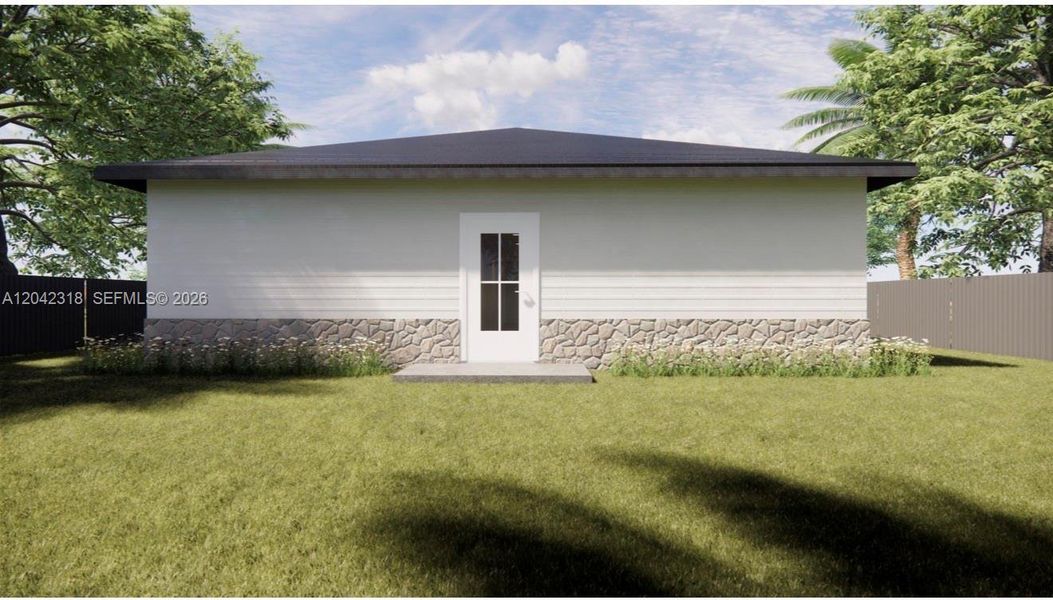 Exterior details and patio area of a home in , Miami (Image 2). Exterior details and patio area of a home in , Miami (Image 2).