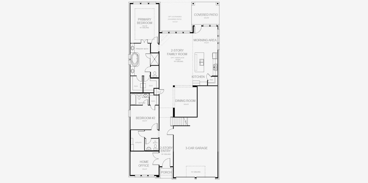 2D floor plan layout for the 3553W by Perry Homes in Eliana, Prosper, TX (Image 4).