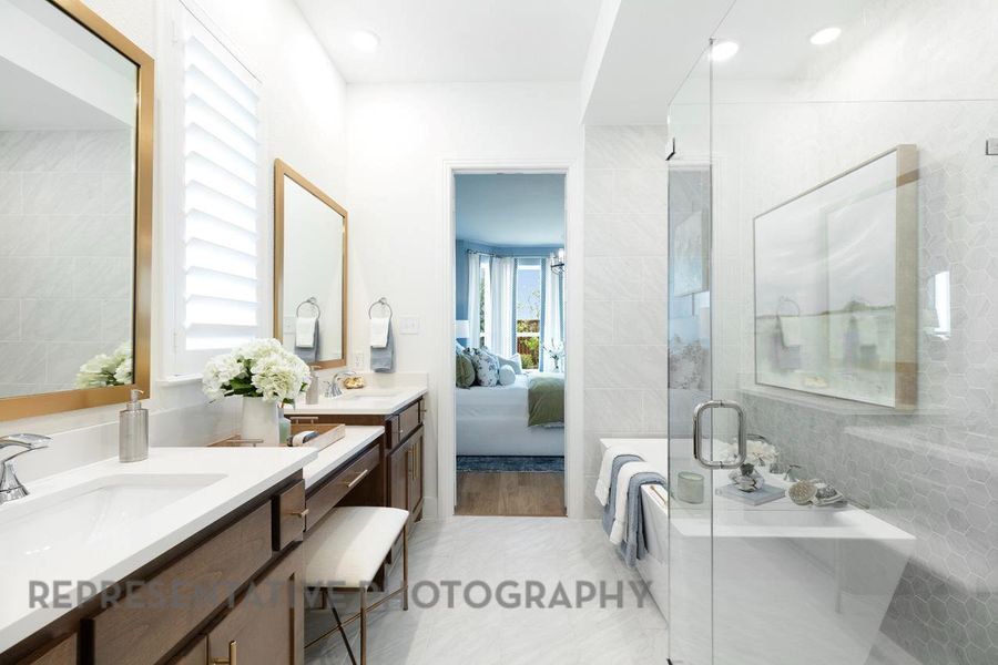 Furnished interior view inside a new home in Lariat: 50ft. lots, Liberty Hill (Image 33).