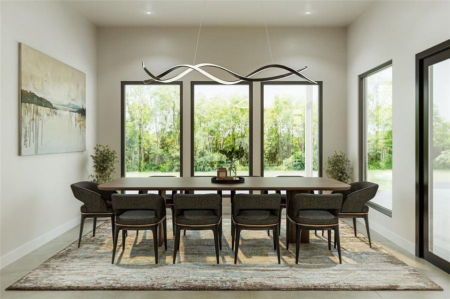 Dining space featuring baseboards