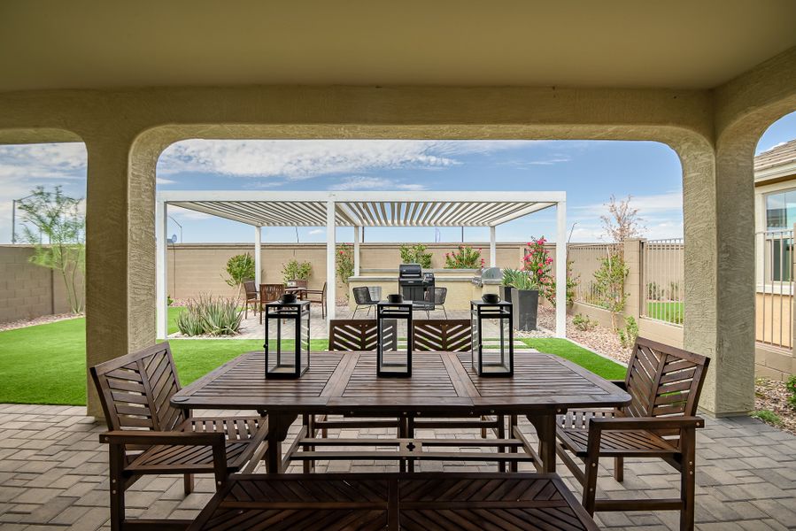 Exterior details and patio area of a home in Mesquite at North Creek, Queen Creek (Image 27). Exterior details and patio area of a home in Mesquite at North Creek, Queen Creek (Image 27).