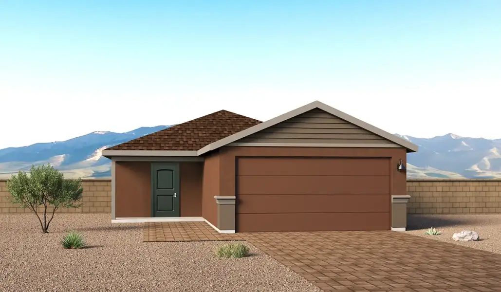 Representative exterior photo of a completed home built from the Ember - T30E by D.R. Horton in Sorrel Ridge Estates, Tucson, AZ (Image 2). Representative exterior photo of a completed home built from the Ember - T30E by D.R. Horton in Sorrel Ridge Estates, Tucson, AZ (Image 2).