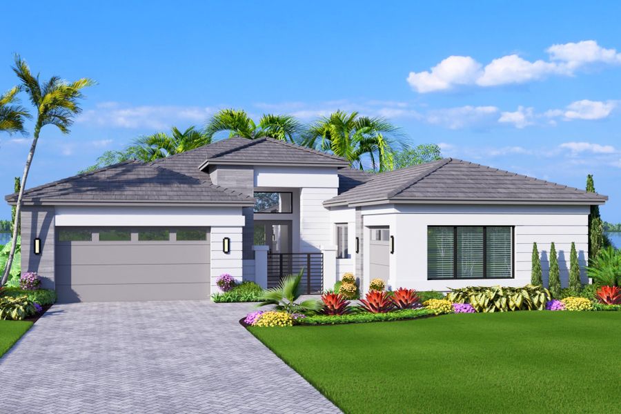 Representative exterior photo of a completed home built from the Carlyle II by GL Homes in Valencia Vista at Riverland, Port St. Lucie, FL (Image 2).