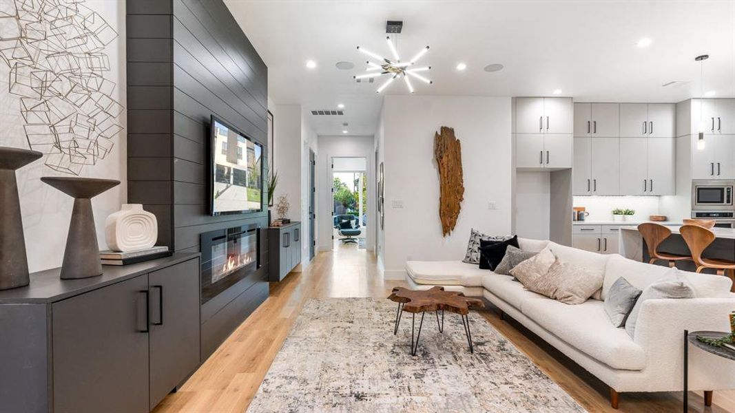 Living room featuring light wood-type flooring