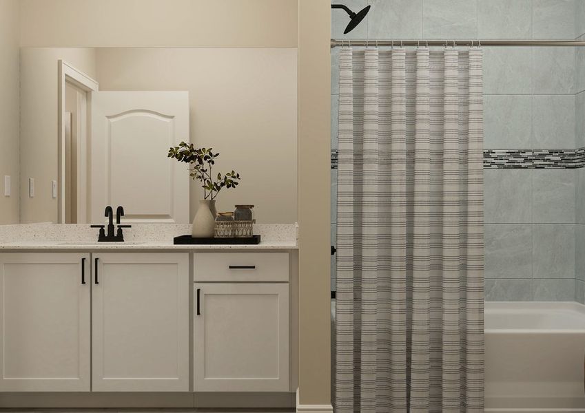 Rendering of the master bathroom. Rendering of the master bathroom.