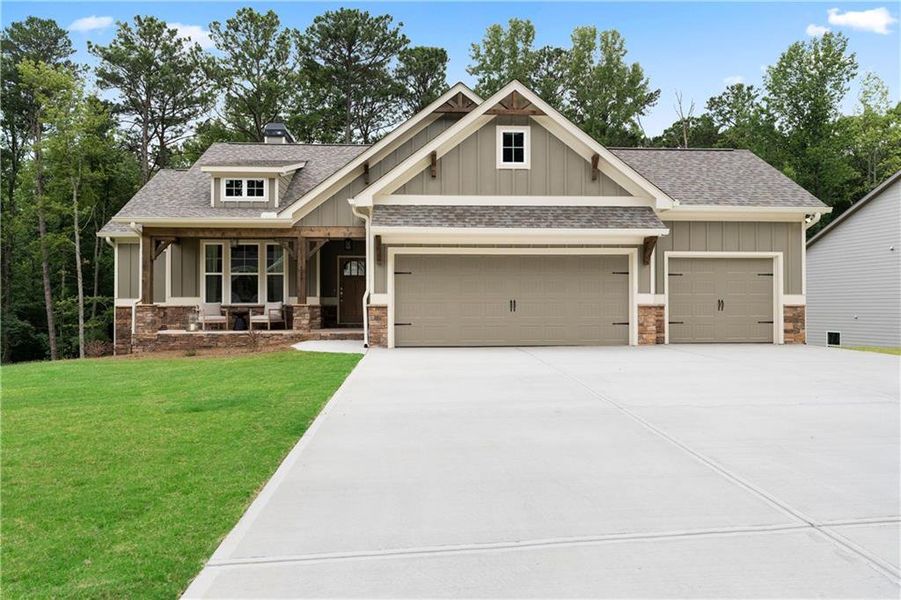 Front exterior of a new home in , Waleska, GA, highlighting curb appeal (Image 1). Front exterior of a new home in , Waleska, GA, highlighting curb appeal (Image 1).