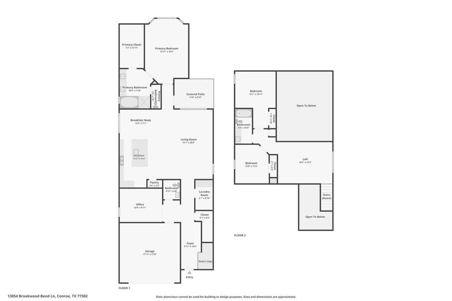 2D floor plan layout of this home in Evergreen 40', Conroe, TX (Image 7).