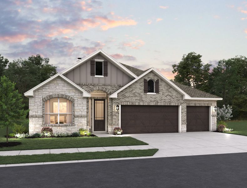 Representative exterior photo of a completed home built from the Alexander II by Ashton Woods in Megan's Landing, Castroville, TX (Image 24).