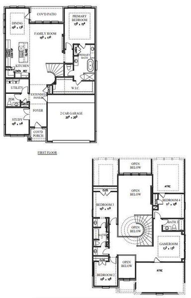 2D floor plan layout of this home in Nolina, Georgetown, TX (Image 4).