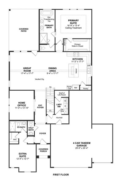 2D floor plan layout for the Tuscaloosa by K. Hovnanian® Homes in Marvida, Cypress, TX (Image 3).