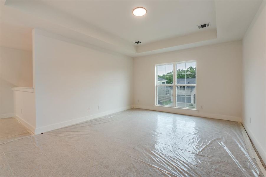 Spare room featuring a raised ceiling