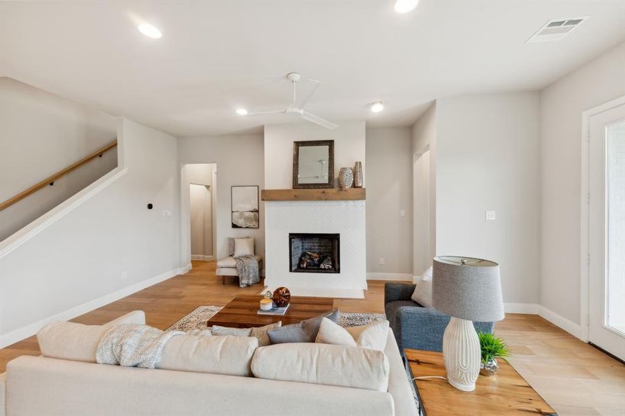 Living room featuring light wood-type flooring