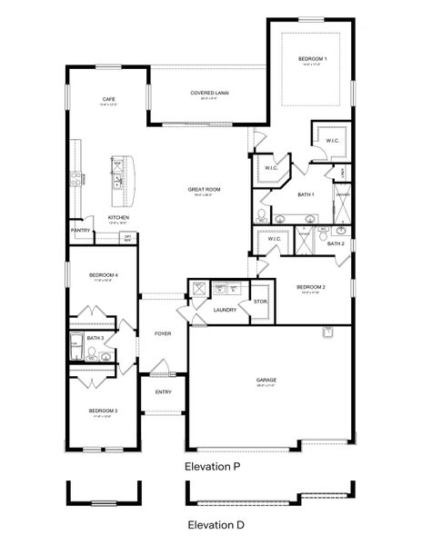 2D floor plan layout for the Hawthorne by D.R. Horton in Hammock at Two Rivers, Zephyrhills, FL (Image 4). 2D floor plan layout for the Hawthorne by D.R. Horton in Hammock at Two Rivers, Zephyrhills, FL (Image 4).