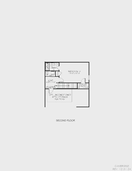 2D floor plan layout for the Cambridge by Epcon Communities in The Courtyards at Oak Grove, Durham, NC (Image 6).