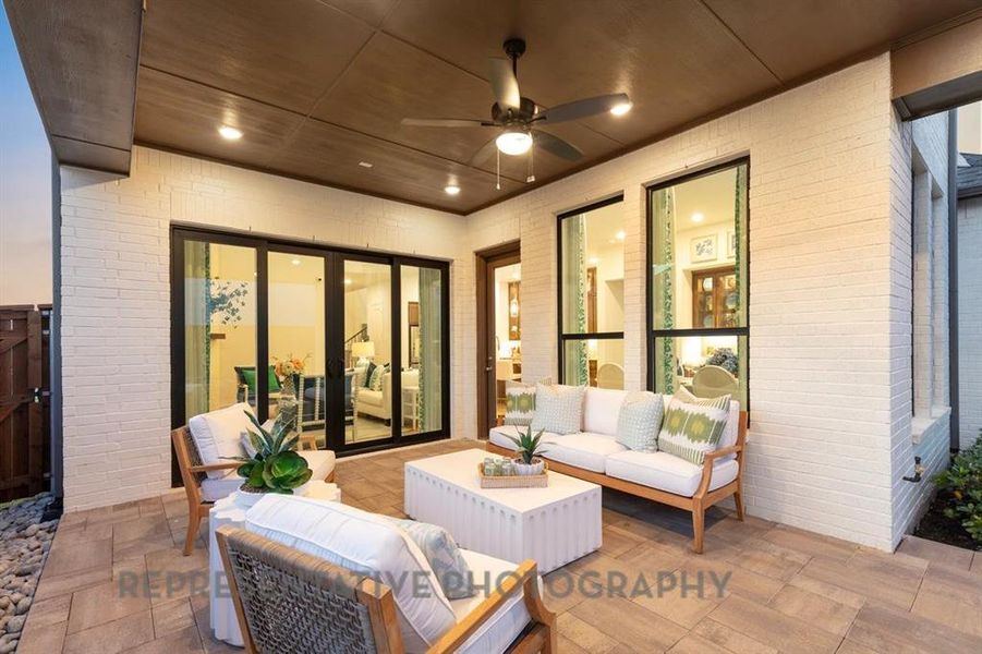 View of patio with ceiling fan and outdoor lounge area View of patio with ceiling fan and outdoor lounge area