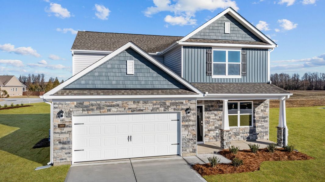 Front exterior of a new home in Dail Farm, Farmville, NC, highlighting curb appeal (Image 2). Front exterior of a new home in Dail Farm, Farmville, NC, highlighting curb appeal (Image 2).
