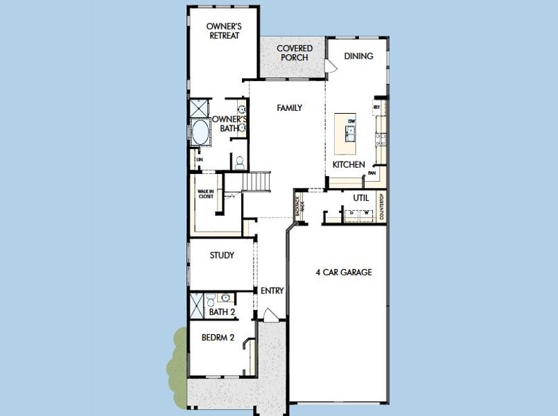 2D floor plan layout for the The Primrose by David Weekley Homes in Two Step Farm 50', Montgomery, TX (Image 3). 2D floor plan layout for the The Primrose by David Weekley Homes in Two Step Farm 50', Montgomery, TX (Image 3).