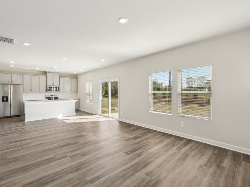 The great room conveniently leads to the Rockwell's back patio.